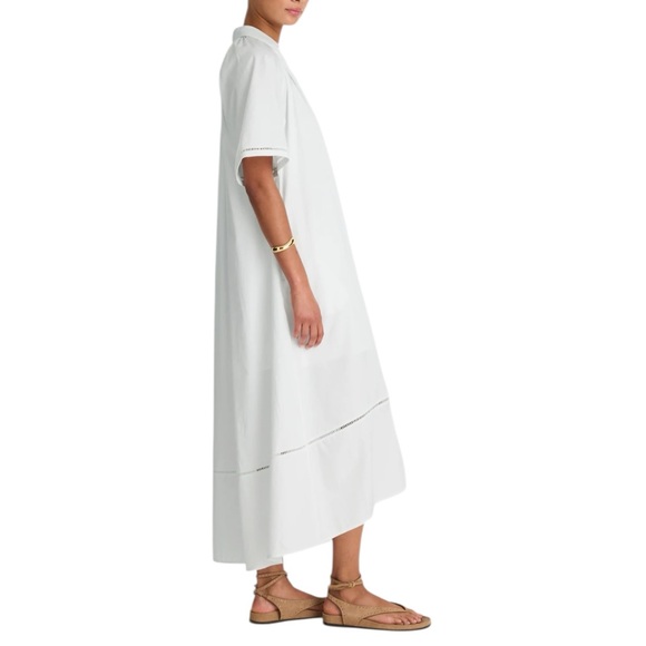 Madewell Poplin Splitneck Midi Shirtdress in White - Picture 3 of 12